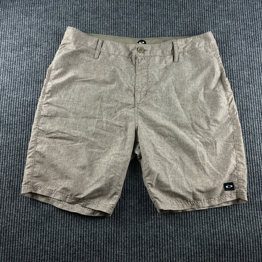 Oakley Mens Hybrid Walk Shorts Size 36 Khaki Tan Heather Recycled Polyester 3045